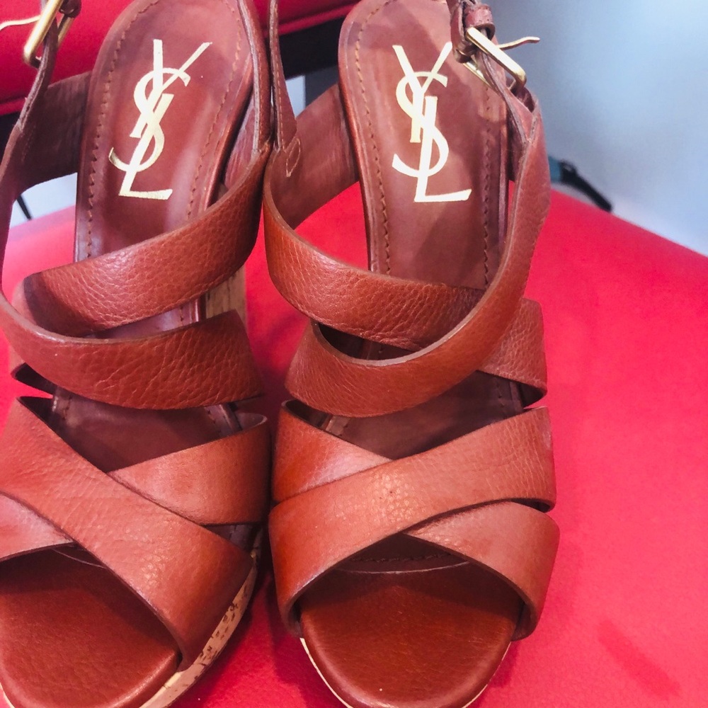 YSL brown leather sandal